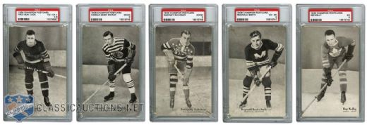 1935-36 PSA Graded Champion Postcard Collection of 5