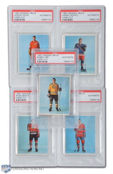 Rare 1967 General Mills 5-Card PSA Authentic Set with Bobby Orr