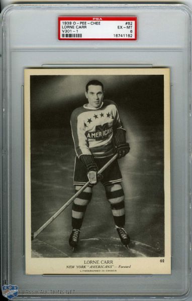 1939-40 O-Pee-Chee #62 - Lorne Carr PSA 6 - None Higher