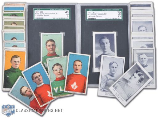 1910s Imperial Tobacco Lacrosse Card Collection of 60, Including (2) Graded Newsy Lalonde