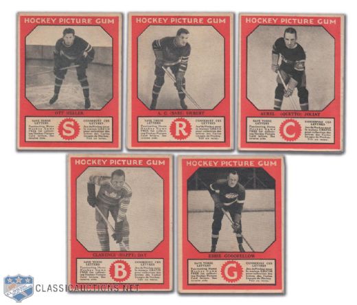 1933-34 Canadian Chewing Gum Card Lot of 5, Including Joliat