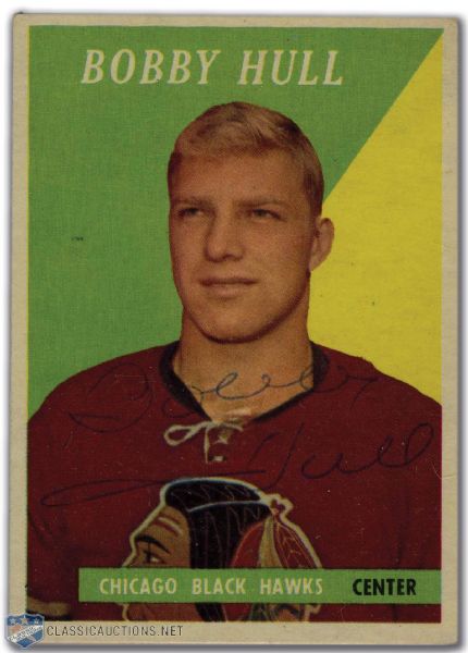 1958-59 Topps #66 Bobby Hull Autographed Rookie Card