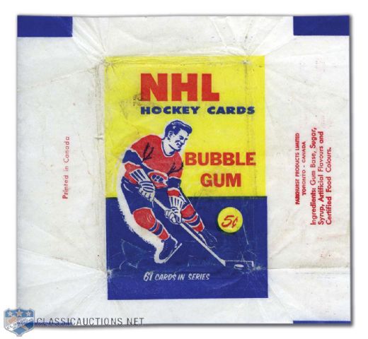 1960-61 Parkhurst Hockey Card Wrapper