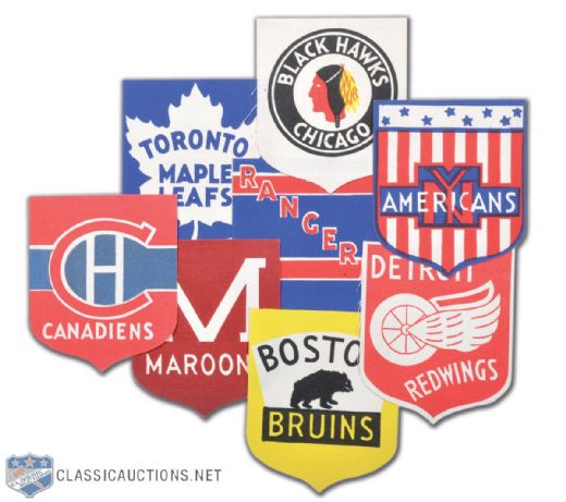 1934-43 Bee Hive Premium NHL Team Shield Crest Collection of 8