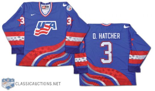 Derian Hatcher Team USA 1996 World Cup of Hockey Game-Worn Jersey