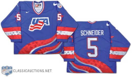 Mathieu Schneider Team USA 1996 World Cup of Hockey Game-Worn Jersey