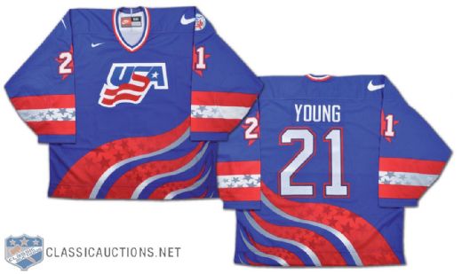 Scott Young Team USA 1996 World Cup of Hockey Game-Worn Jersey