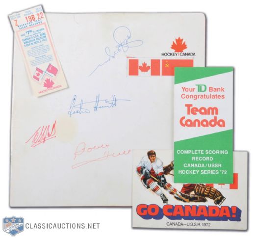 1972 Canada-Russia Series Program w/ Autographs, Game 4 Ticket & Memorabilia