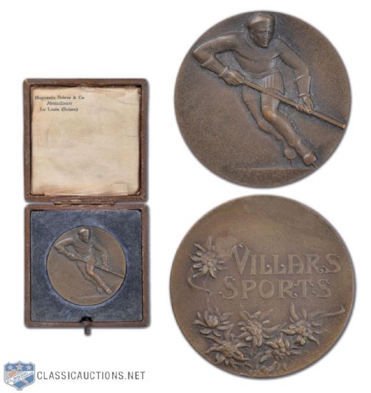 Circa 1928 Bronze Hockey Medal from Olympic Hockey Player