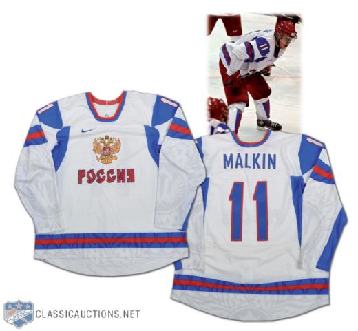 Evgeni Malkin Team Russia 2010 Winter Olympics Game-Issued Jersey