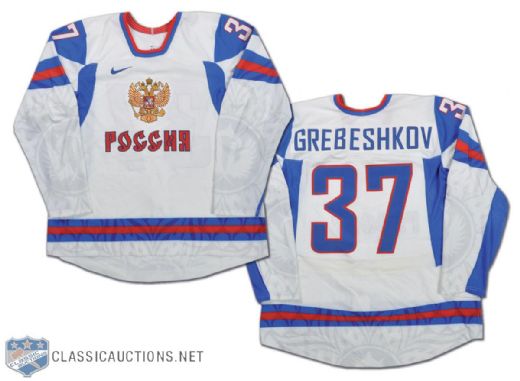 Denis Grebeshkov Team Russia 2010 Winter Olympics Game-Issued Jersey