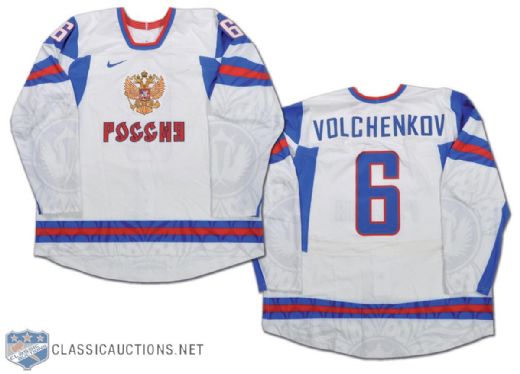 Anton Volchenkov Team Russia 2010 Winter Olympics Game-Issued Jersey