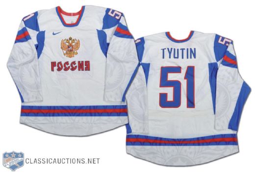 Fedor Tyutin Team Russia 2010 Winter Olympics Game-Issued Jersey