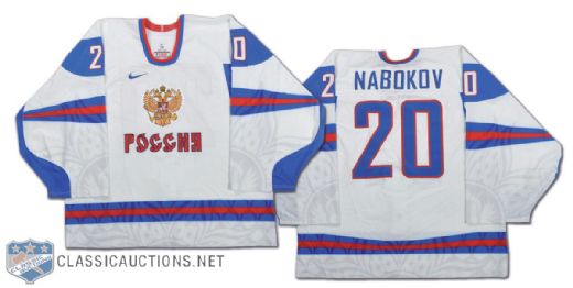 Evgeni Nabokov Team Russia 2010 Winter Olympics Game-Issued Jersey