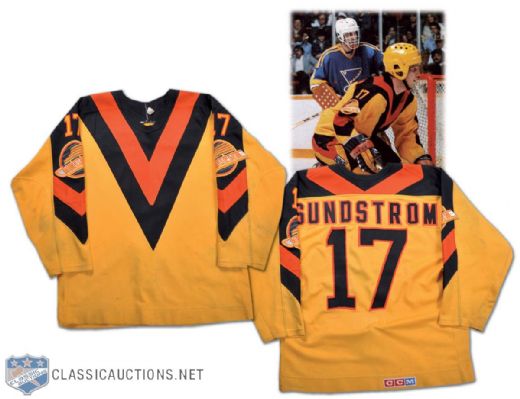 Circa 1985 Patrik Sundstrom Game-Worn Vancouver Canucks Jersey