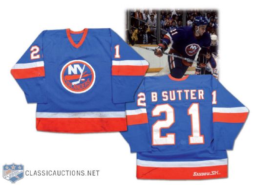 1981-82 Brent Sutter Game-Worn New York Islanders Rookie Jersey