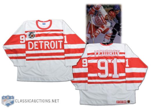 1991-92 Sergei Fedorov Game-Worn Detroit Red Wings TBTC Jersey