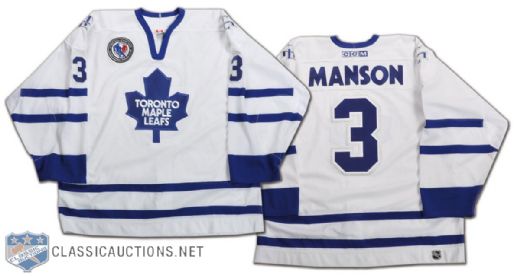 2001-02 Dave Manson Game-Issued Maple Leafs Jersey from Hall of Fame Game