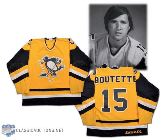 1980s Pat Boutette Game-Worn Pittsburgh Penguins Alternate Jersey