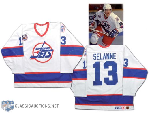 Teemu Selannes 1992-93 Winnipeg Jets Autographed Game-Worn Rookie Jersey