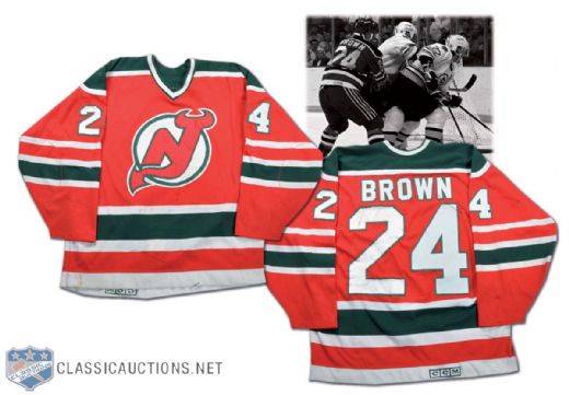 Doug Brown Late-1980s New Jersey Devils Game-Worn Jersey