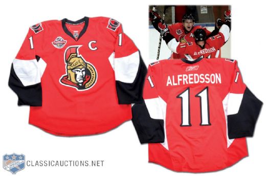 2008-09 Daniel Alfredson Ottawa Senators Game-Worn Captains Jersey With NHL Premiere Stockholm Patch