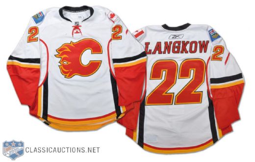 Daymond Langkow 2008-09 Calgary Flames Game-Worn Jersey - Photo-Matched!