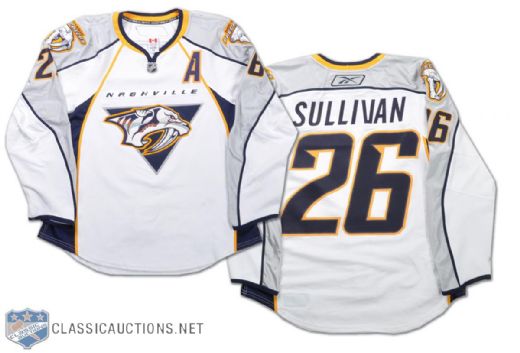 Steve Sullivan 2009-10 Nashville Predators Game-Worn Alternate Captains Jersey - Photo-Matched!
