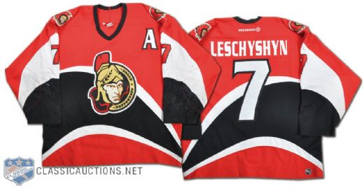 Curtis Leschyshyn 2001-02 Ottawa Senators Game-Worn Alternate Captains Jersey