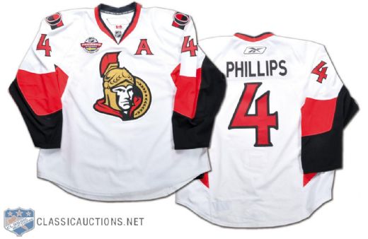 2008-09 Chris Phillips Ottawa Senators Game-Worn Alternate Captains Jersey With NHL Premiere Stockholm Patch