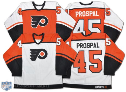 Vaclav Prospal 1996-97 Philadelphia Flyers Game-Worn Home & Away Jersey Collection of 2