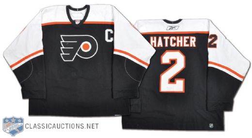 Derian Hatcher 2005-06 Philadelphia Flyers Playoffs Game-Worn Captains Jersey