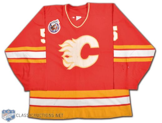 Chris Dahlquist 1992-93 Calgary Flames Game-Worn Jersey With Stanley Cup Centennial Patch