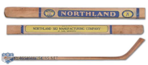 Early Northland One-Piece Hockey Stick with Original Paper Label Intact