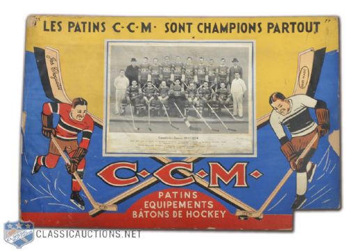 Rare 1933-34 Montreal Canadiens CCM Advertising Display (14 1/2" x 21 1/2")