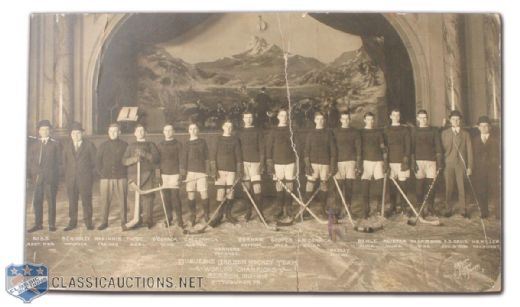 1915-16 Pittsburgh Duquesne Garden Hockey Team Panoramic Team Photo