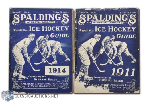 1911 and 1914 Spalding Ice Hockey Guide Collection of 2