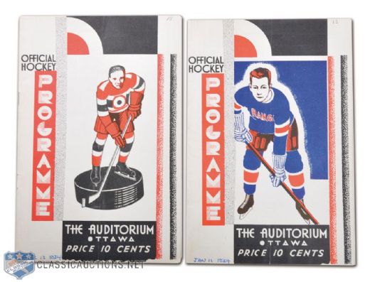 1934 Ottawa Auditorium Program Lot of 2 Original Senators Final NHL Season!