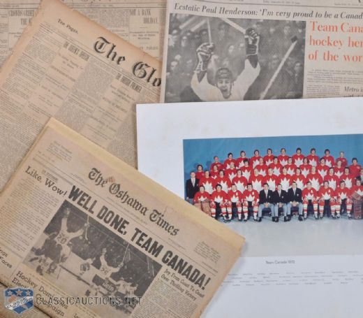 Huge Hockey Memorabilia Collection Featuring 1898 and 1901 Stanley Cup & 1972 Summit Series "The Goal" Newspapers