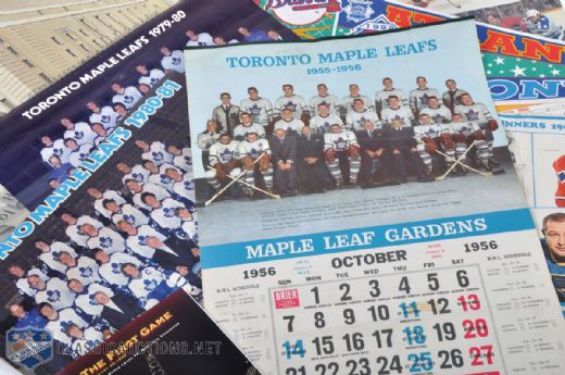 Toronto Pro Sports Teams Memorabilia Collection Including 1956-57 Maple Leafs Calendar