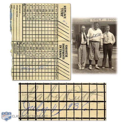 1936 Babe Ruth Autographed Golf Scorecard PSA/DNA