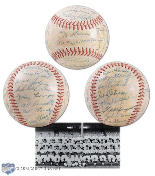 1957 New York Yankees Official American League Baseball Signed by 29 PSA/DNA Including HOFers Mantle, Berra & Slaughter