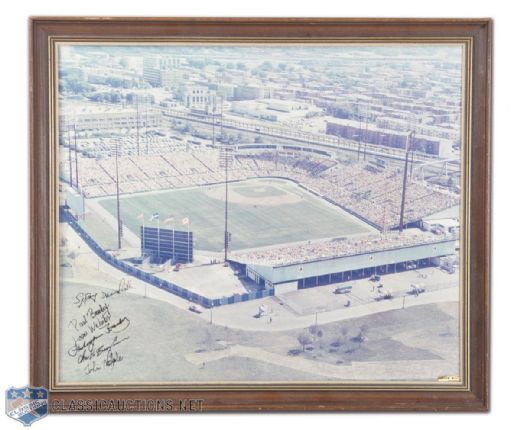 1969 Montreal Expos Jarry Park Huge Framed Photo Signed by the 6 Founders, Including John McHale & Charles Bronfman (22" x 26")