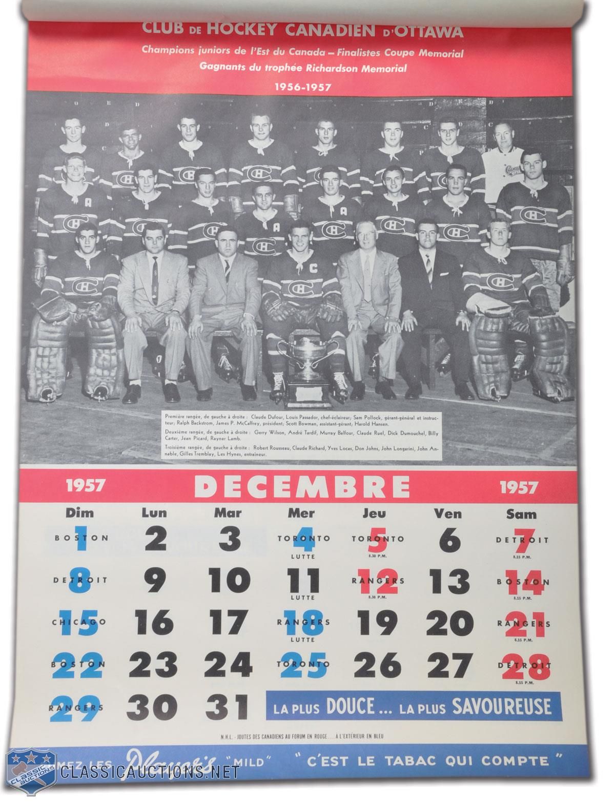 Lot Detail 1956 57 1957 58 Montreal Canadiens Calendars 24 X 17