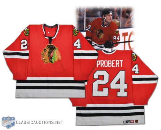 Bob Probert 1995-96 Chicago Black Hawks Game-Worn Playoffs Jersey