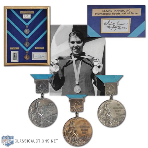 Elaine Tanners 1968 Mexico Summer Olympics Record-Setting Silver Medals (2) and <br>Bronze Medal Collection