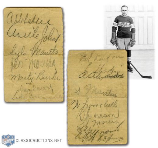 1932-33 Montreal Canadiens Team-Signed Sheet, Including Howie Morenz & Aurele Joliat
