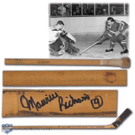 Maurice Richards 1953-54 Montreal Canadiens Autographed Game-Used CCM Stick