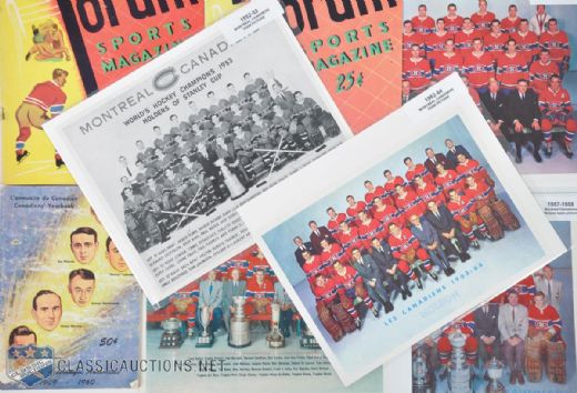Montreal Canadiens 1950s / 1960s Programs, First Media Guide, Team Photos and Signed Program Collection