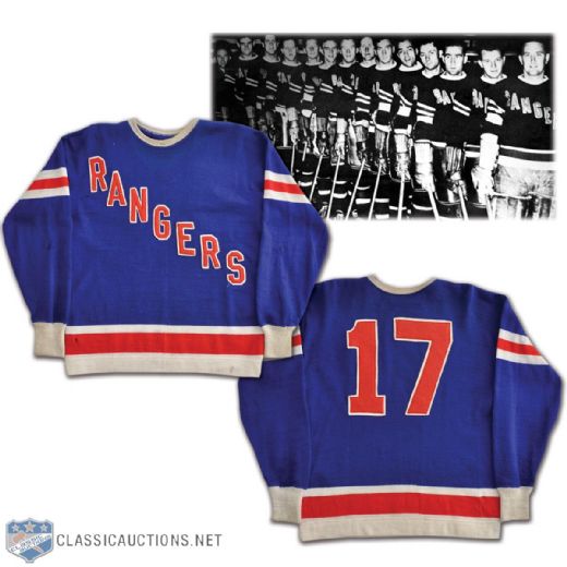 Amazing Circa 1941 New York Rangers Game-Issued Wool Sweater